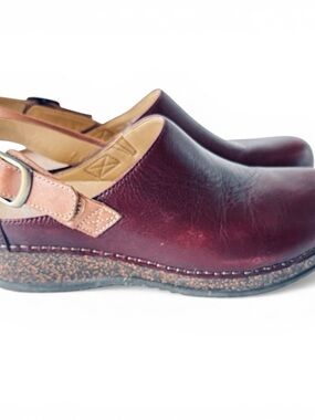 Dansko Merrin Cordovan Leather Slingback Mule Ergonomic Cork Midsole Sz 7.5 (38)